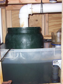Home made Sump Consisting of a ridged, clear Rubbermade bin. A Euro-Reef Protein skimmer. Danner Mag-Drive Supreme Pump on timer. A converted Tetra Pond Clear Choice PF-2 Bio Filter with added bio-balls and this provides all three types of filtration an t