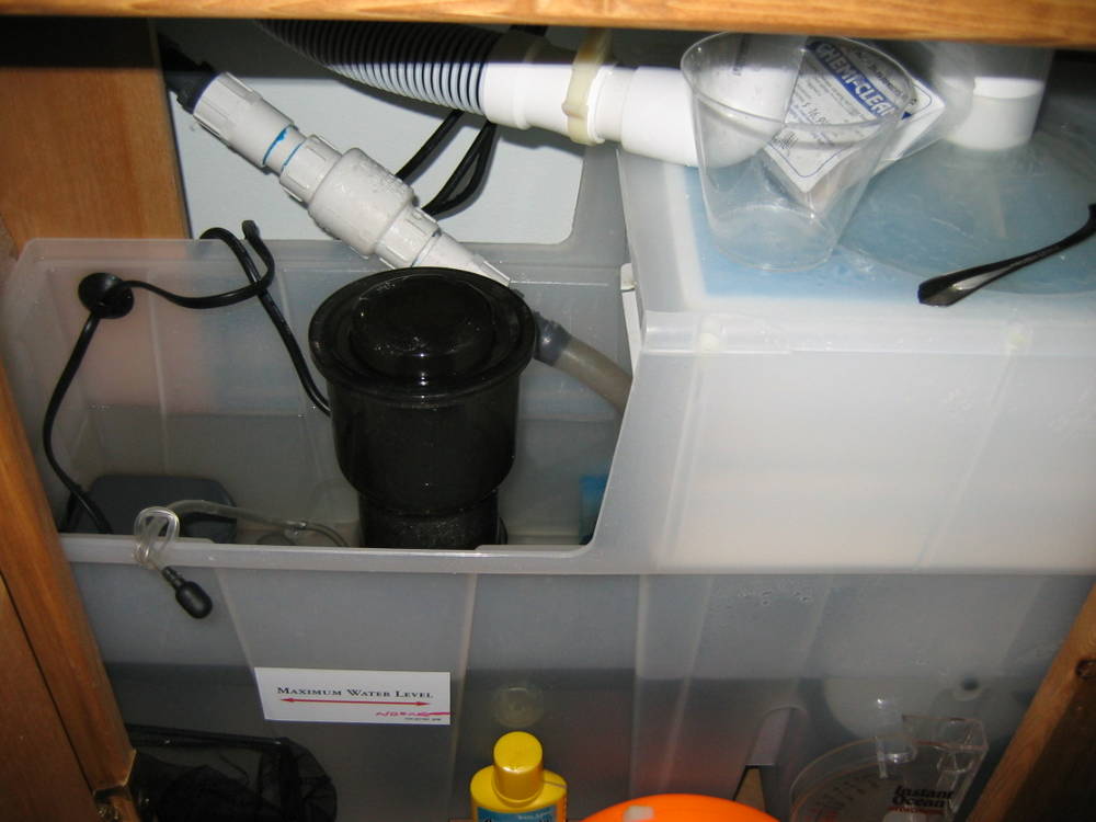 TidePool 125 Gallon wet/dry<br />
JEBO Protein Skimmer<br />
Anti back siphon
