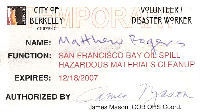 After 4 hours of training, I got my card to help clean up the beaches.