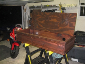 the hood all stained.