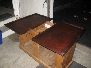 the doors stained (and the old stand)