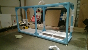 The stand with the platforms I made. The platforms sit inside the stand so as not to transfer any vibrations into the metal stand